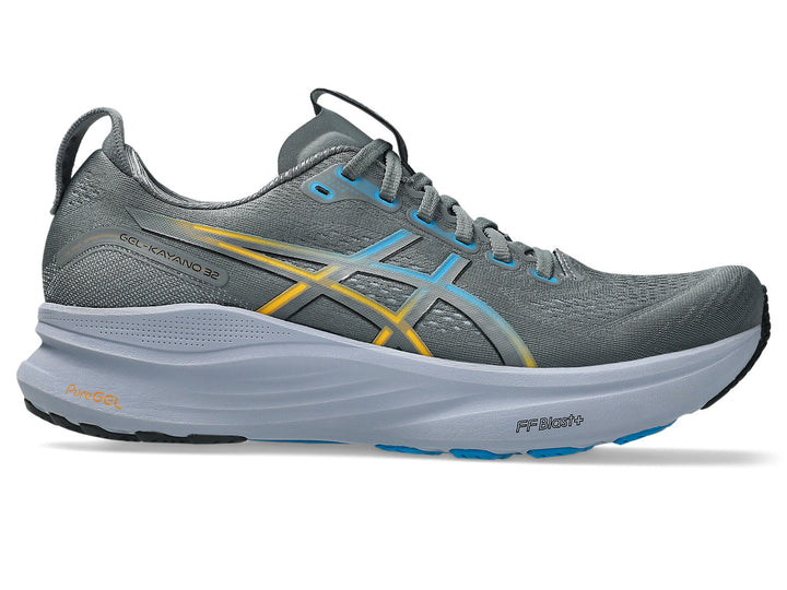 Mens ASICS Gel-Kayano 32 stability running shoe in Steel Grey Aegean Blue