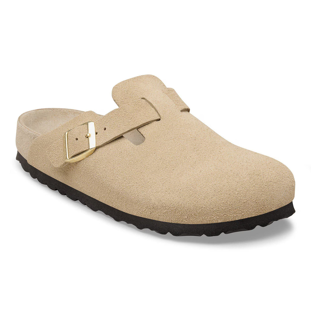Birkenstock Boston Taupe Suede Hard Footbed Sandal 1031511 - Orleans Shoe Co.