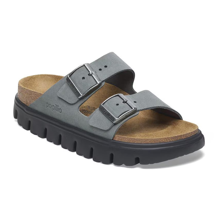 Birkenstock Women's Arizona Pap Chunky Suede Leather Basalt Gray Black 1029150 - Orleans Shoe Co.