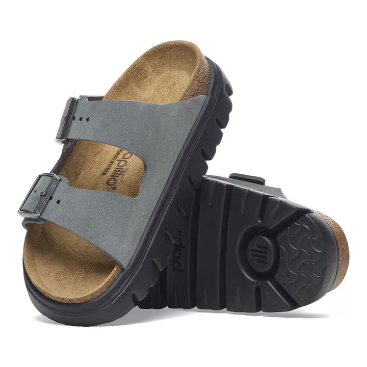 Birkenstock Women's Arizona Pap Chunky Suede Leather Basalt Gray Black 1029150 - Orleans Shoe Co.