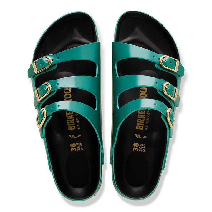 Birkenstock Women's Florida Fresh High Shine Dark Teal Black 1031886 - Orleans Shoe Co.