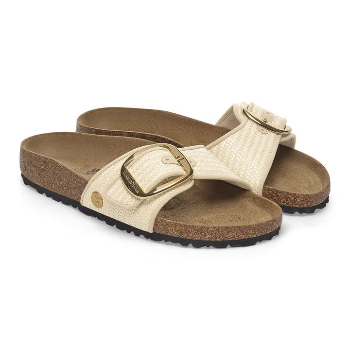 Birkenstock Women's Madrid Big Buckle Raffia Raffia Naturale - Orleans Shoe Co.