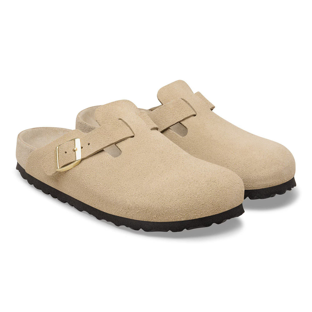 Birkenstock Boston Taupe Suede Hard Footbed Sandal 1031511 - Orleans Shoe Co.