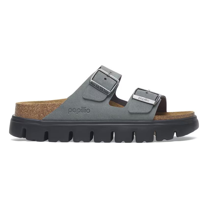 Birkenstock Women's Arizona Pap Chunky Suede Leather Basalt Gray Black 1029150 - Orleans Shoe Co.