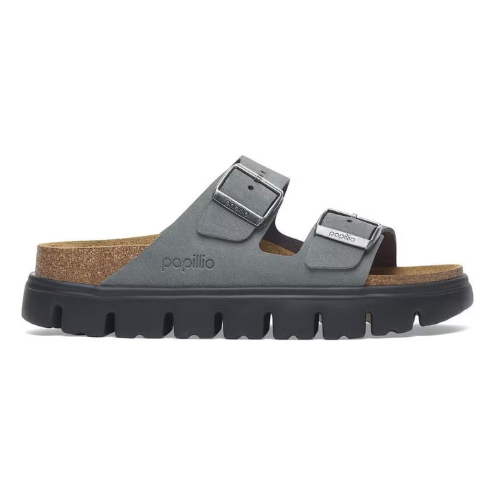 Birkenstock Women's Arizona Pap Chunky Suede Leather Basalt Gray Black 1029150 - Orleans Shoe Co.