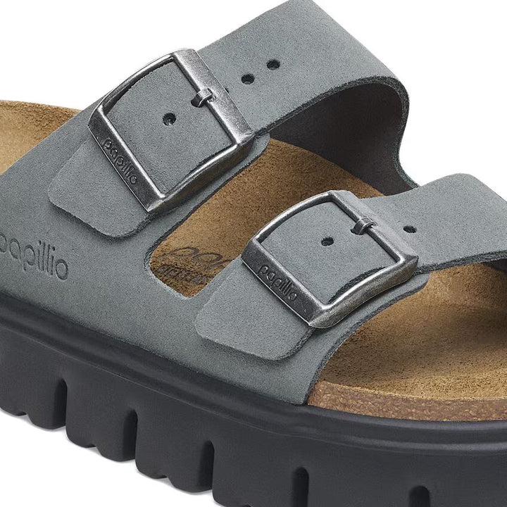 Birkenstock Women's Arizona Pap Chunky Suede Leather Basalt Gray Black 1029150 - Orleans Shoe Co.