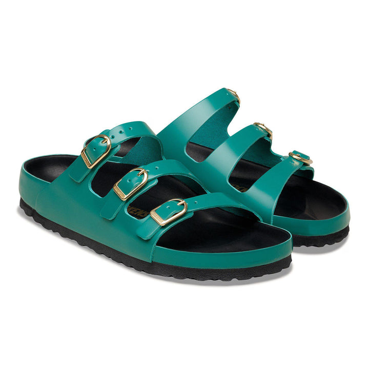Birkenstock Women's Florida Fresh High Shine Dark Teal Black 1031886 - Orleans Shoe Co.