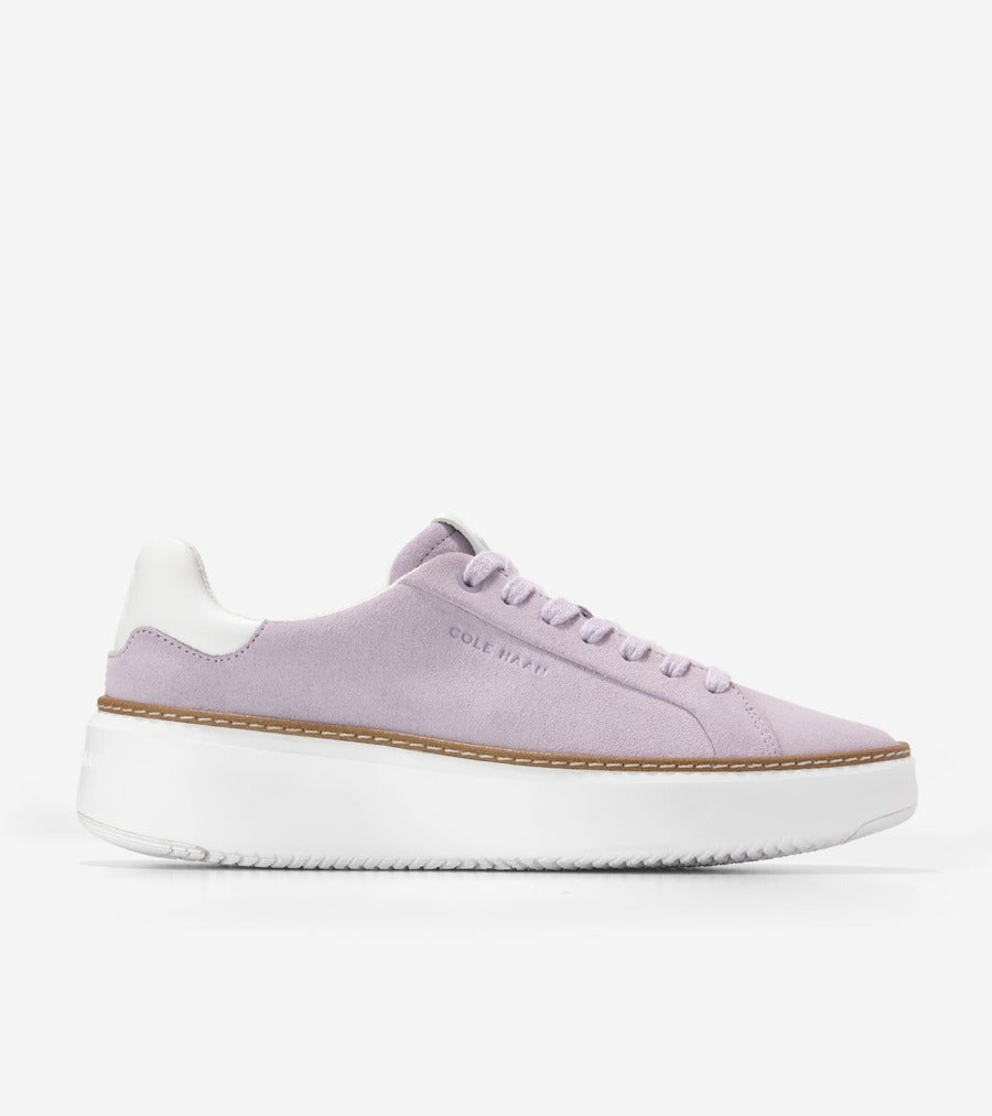 Cole Haan Women's Grandpro Topspin Sneaker Thistle Suede White