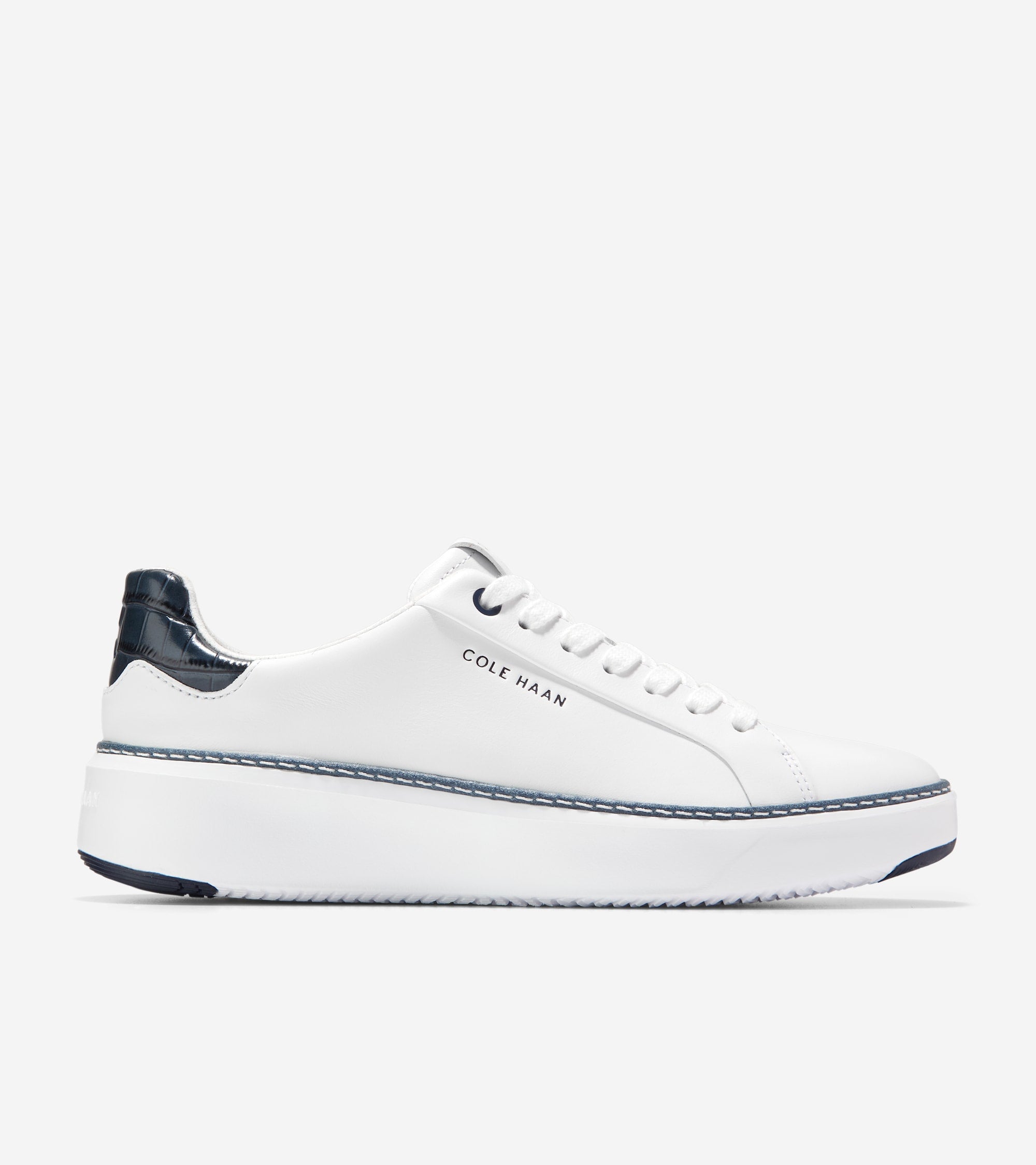 Cole Haan Women's Gradpro Topspin Sneaker White Navy Croc Print
