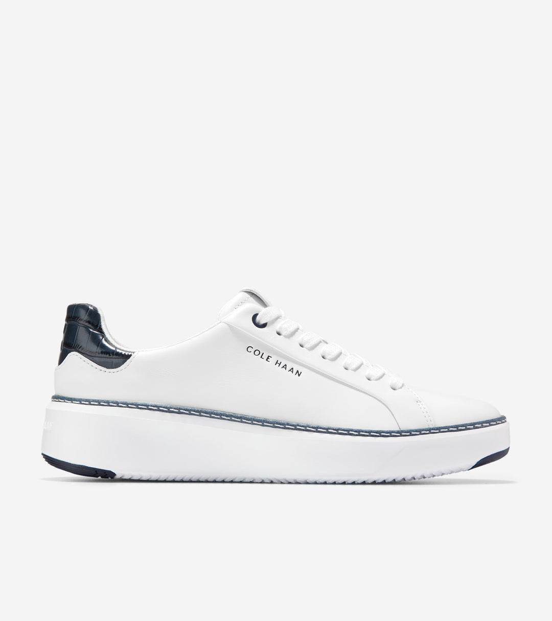 Cole Haan Women's Gradpro Topspin Sneaker White Navy Croc Print W32593