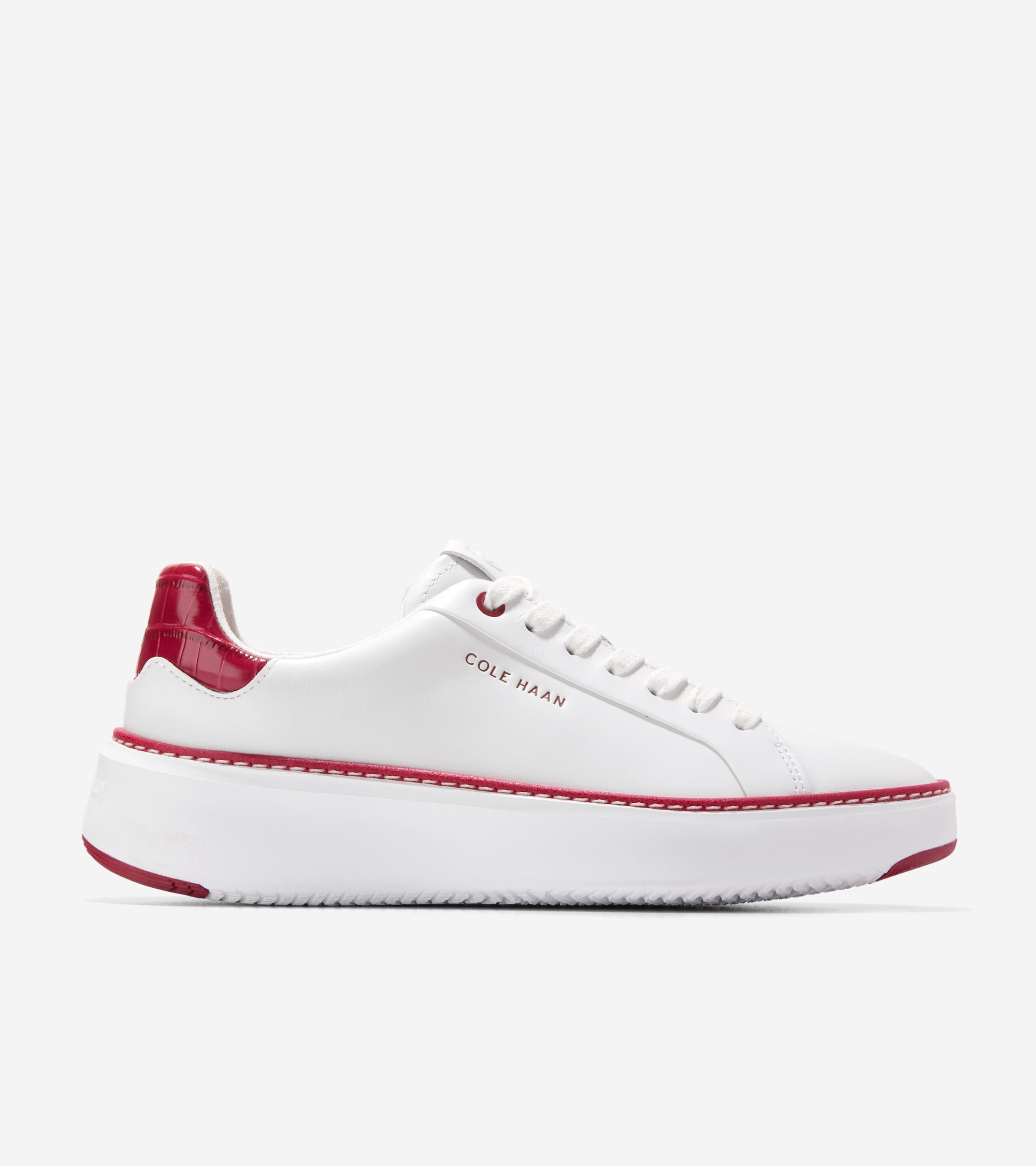 COLE HAAN レディース 赤 ミッドトップスニーカー Cole Haan Women's Grandpro Topspin Sneakers White Rio Red Croc