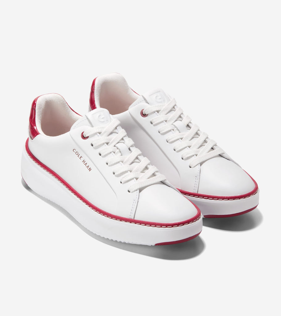 Cole Haan Women's Grandpro Topspin Sneakers White Rio Red Croc