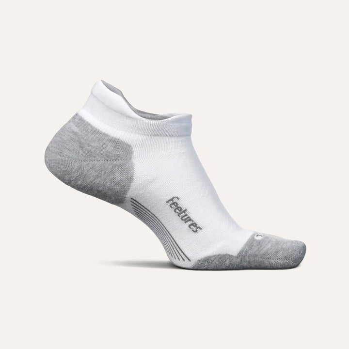 Feetures Elite Max Cushion No Show Tab White Grey