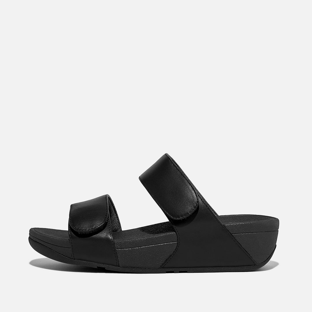 FitFlop Women's Lulu Adjustable Leather Slides All Black