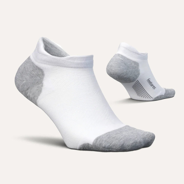 Feetures Elite Max Cushion No Show Tab White Grey