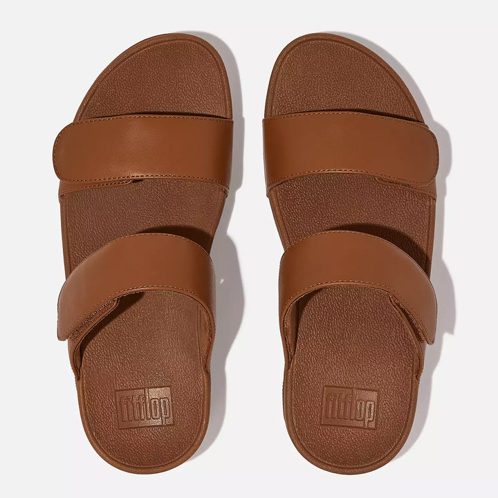 FitFlop Women's Lulu Adjustable Leather Slides Light Tan