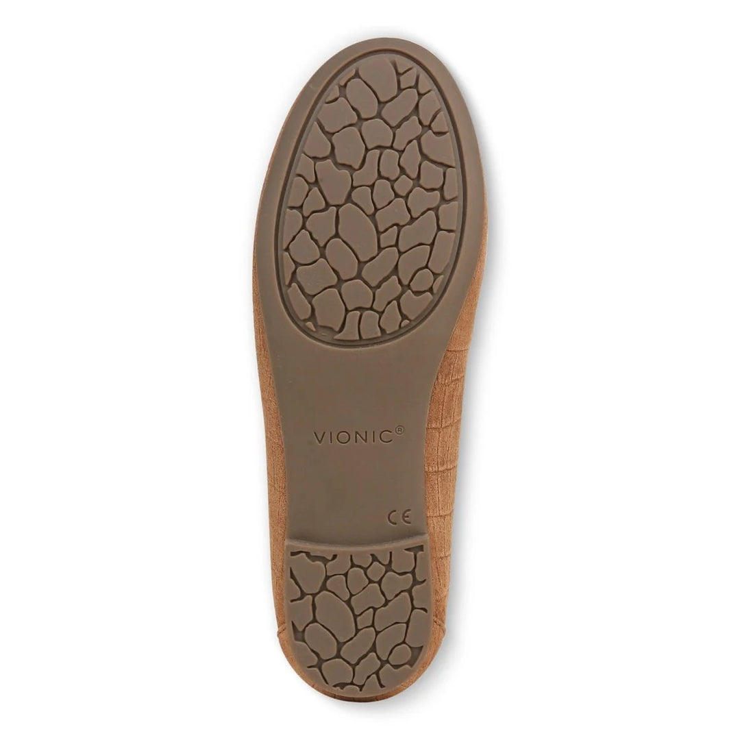 Vionic Anita Flat Tan Croc Suede Orleans Shoe Co