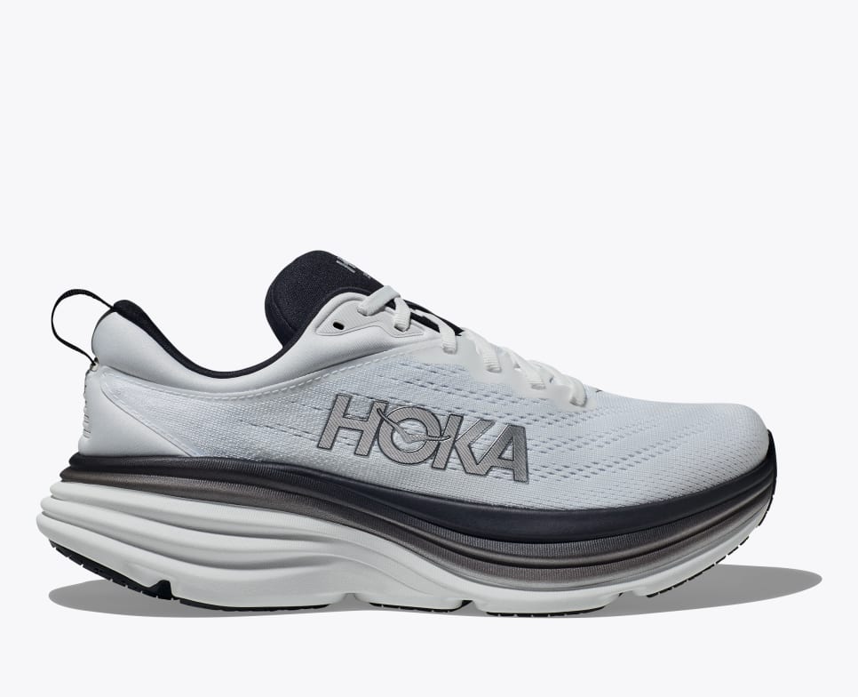 Hoka Men’s Bondi 8 White Black - Orleans Shoe Co.