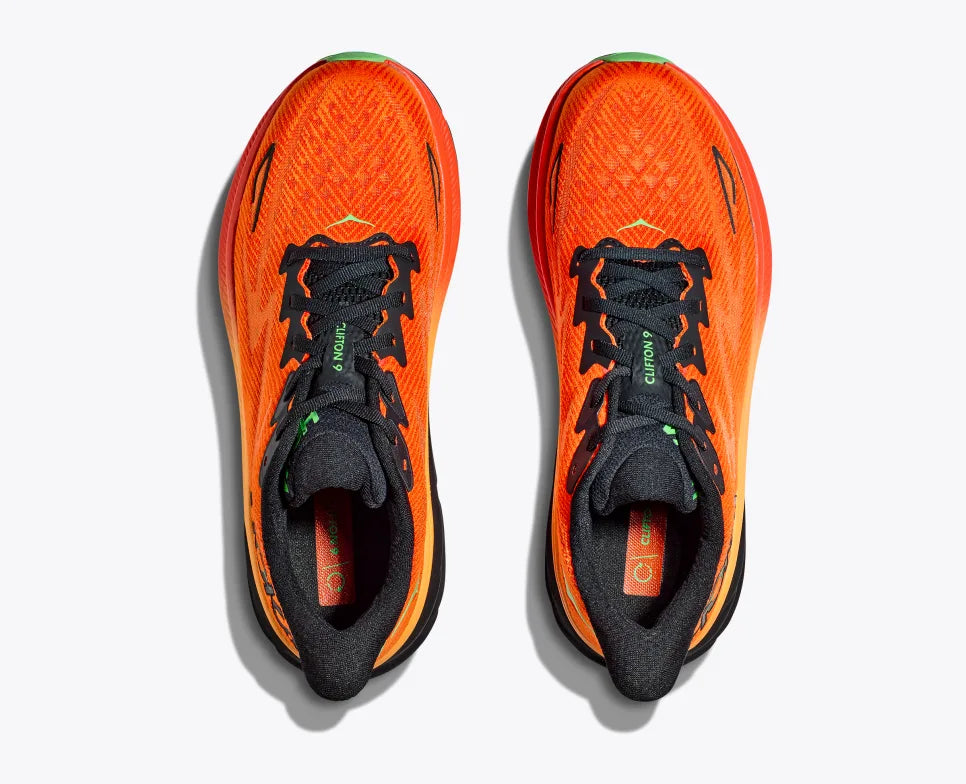 Hoka Men’s Clifton 9 Flame Vibrant Orange - Orleans Shoe Co.