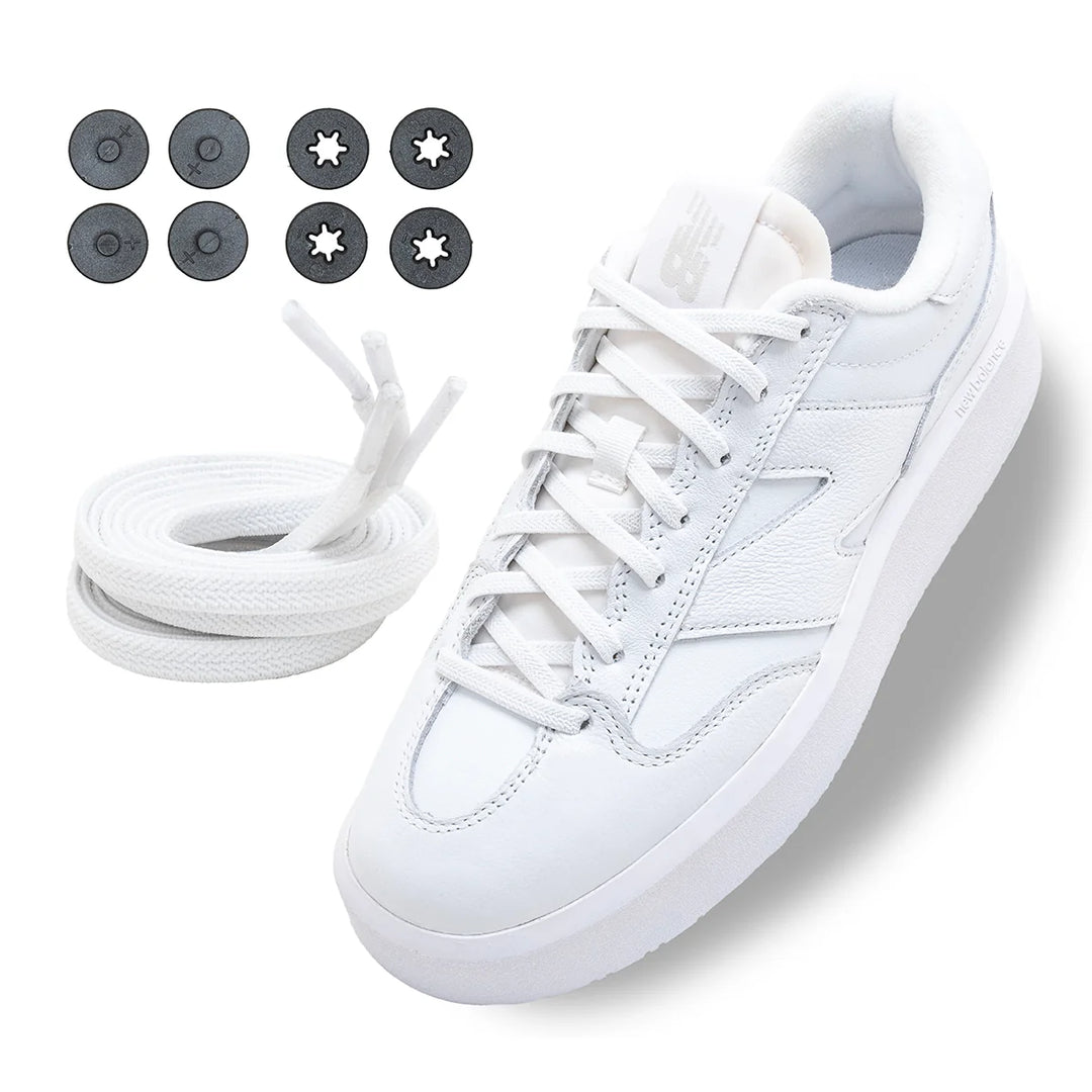 Lock Laces Flat Laces No Tie Shoelace System Flat White