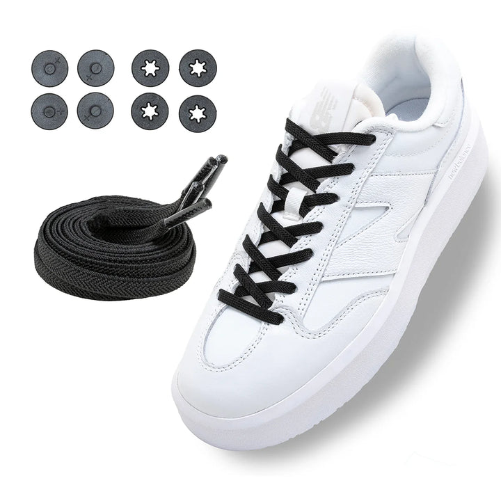 Lock Laces Flat Laces No Tie Shoelace System Flat Black