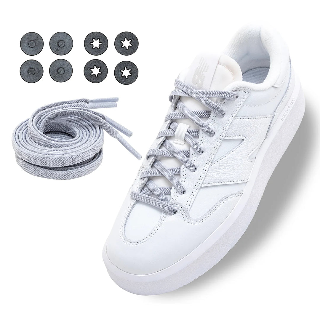 Lock Laces Flat Laces No Tie Shoelace System Flat Gray