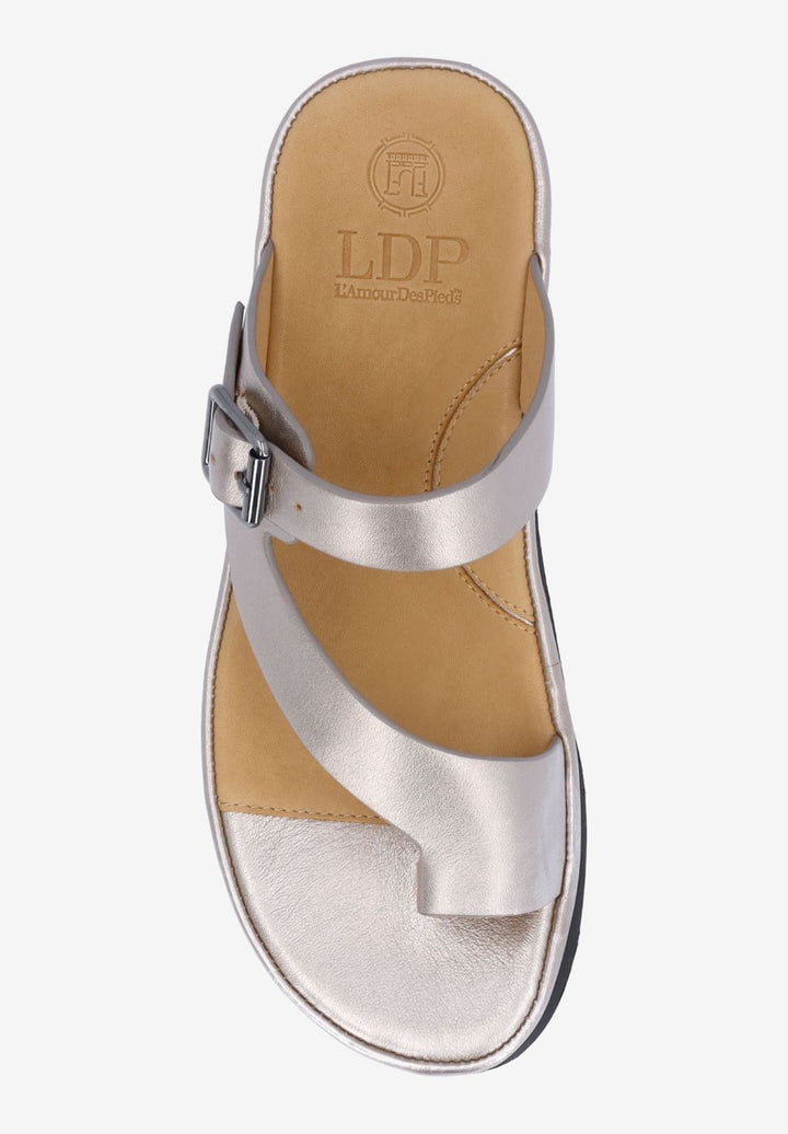 L'Amour Des Pieds Women's Alanza Champagne Met. Nappa - Orleans Shoe Co.