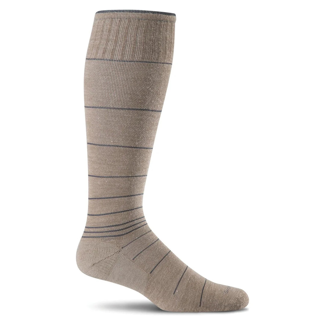 SockWell Men's Circulator Moderate Graduated Compression Socks Khaki Stripe - Orleans Shoe Co.