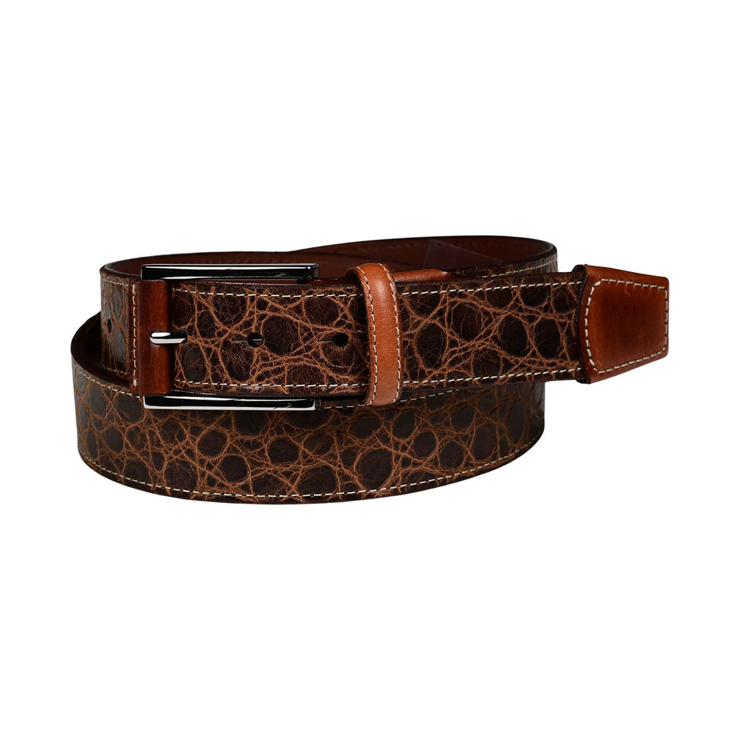 Torino Tuscan Tinga Embossed Calfskin Belt With Tabs Cognac 59138