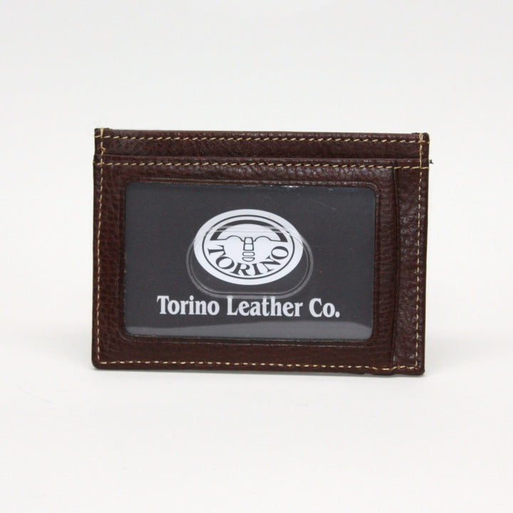 Torino Tumbled Glove Leather ID Card Case Brown