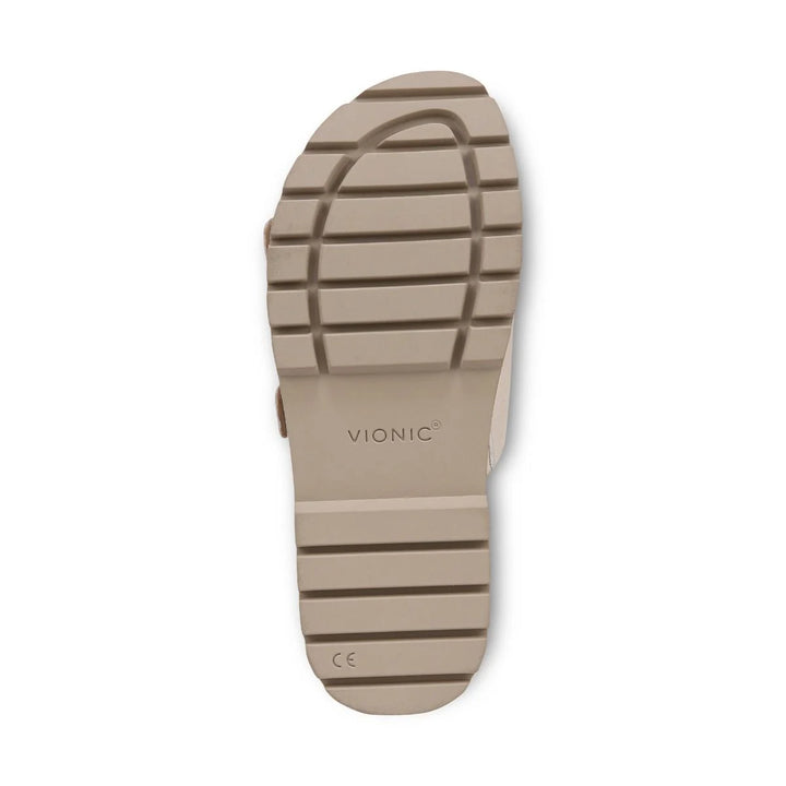 Vionic Women’s Capital Lug Platform Sandal Oatmeal Suede - Orleans Shoe Co.