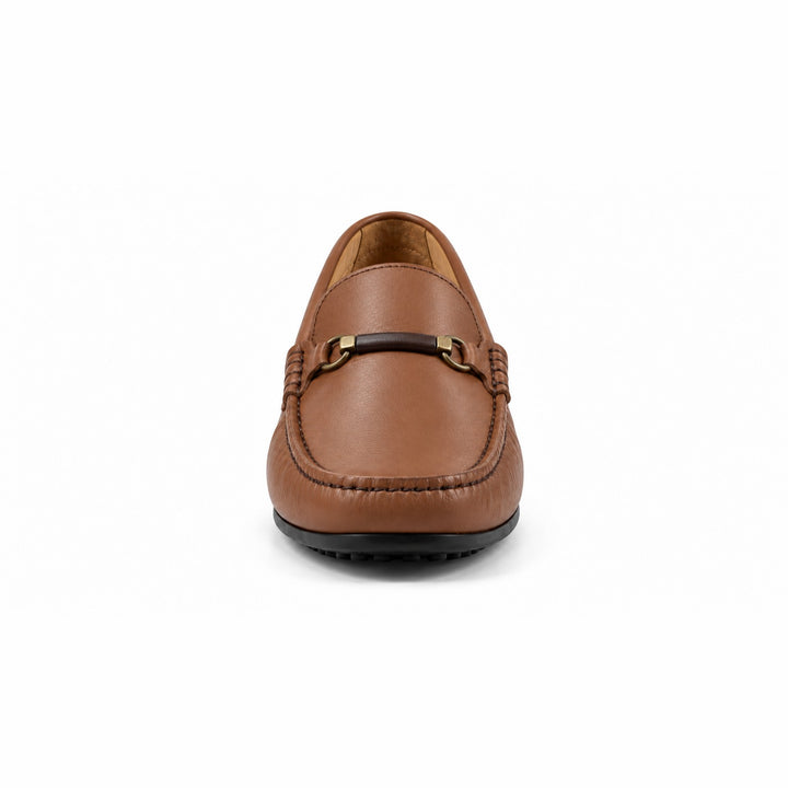 Vieux Bienville smooth tan leather loafer, front view