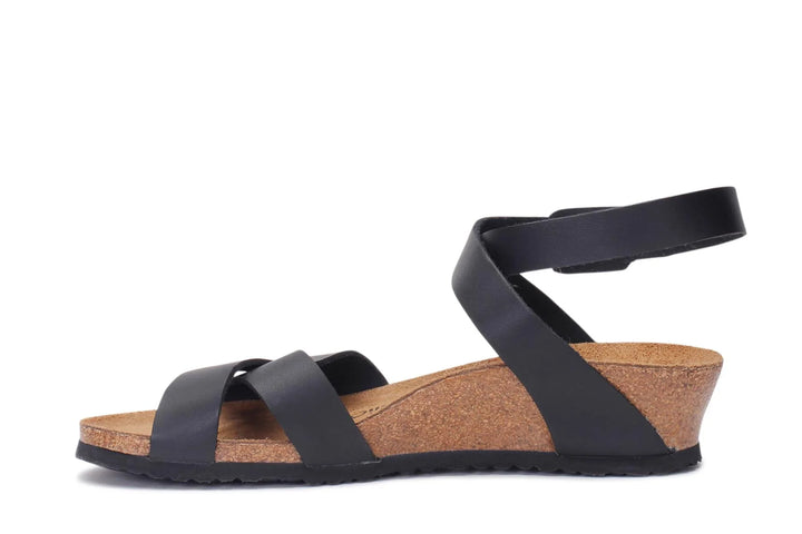 Birkenstock Women's Lola Black Wedge Ankle Strap - Orleans Shoe Co.