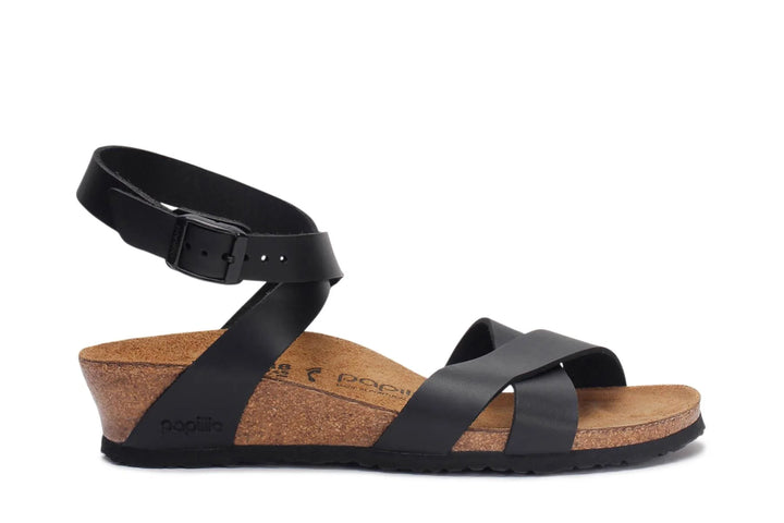 Birkenstock Women's Lola Black Wedge Ankle Strap - Orleans Shoe Co.