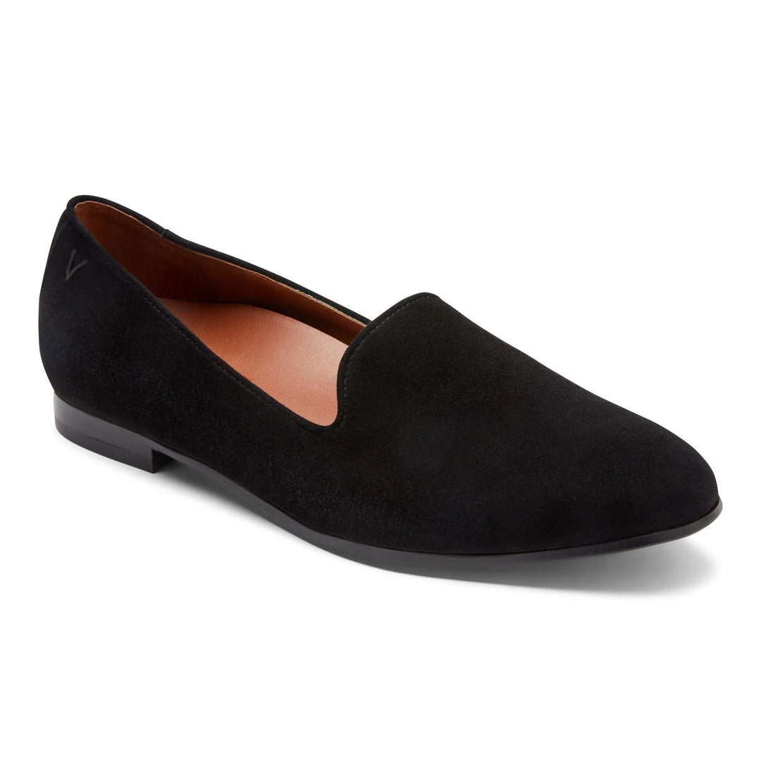 Vionic Women’s Willa Slip On Flat Black Suede - Orleans Shoe Co.