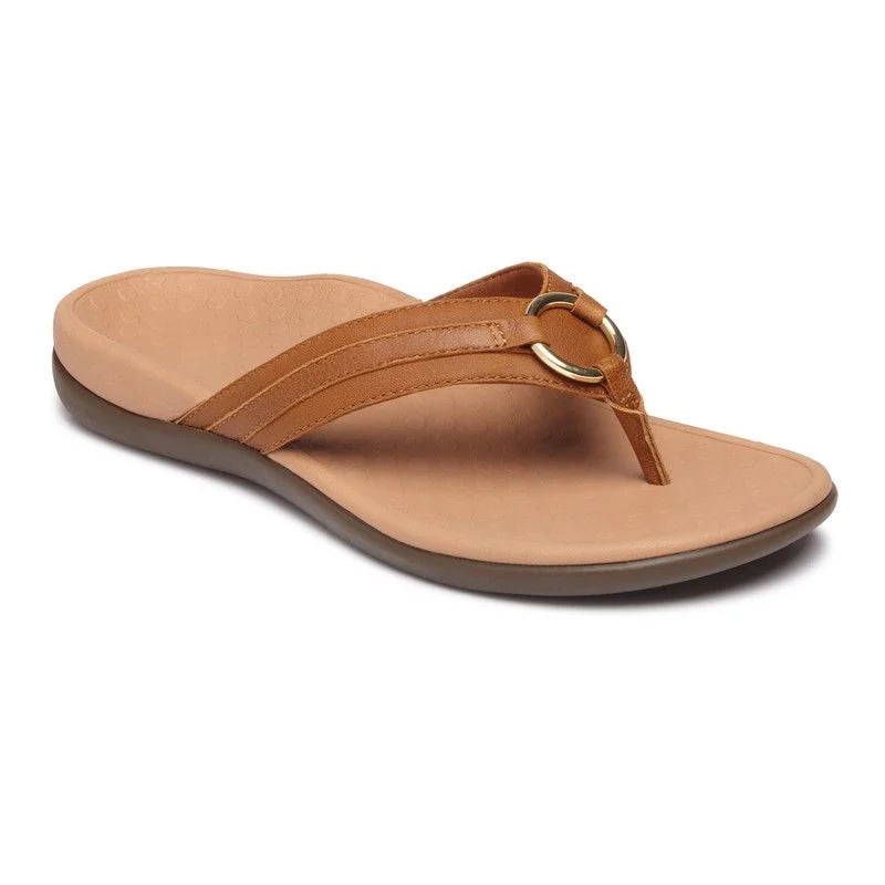 Vionic Women’s Aloe Mocha Leather Sandal - Orleans Shoe Co.