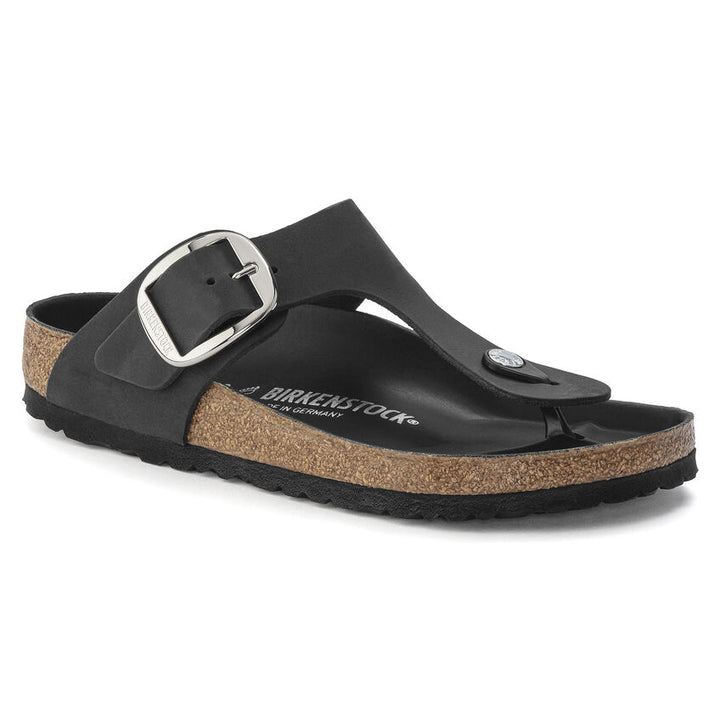 Women's Birkenstock Gizeh Big Buckle Oiled Black - Orleans Shoe Co.