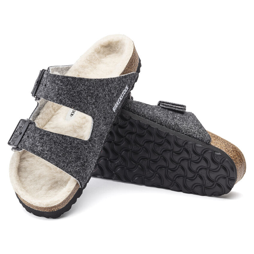 Women's Birkenstock Arizona Rivet Wool Felt Doubleface Grey - Orleans Shoe Co.