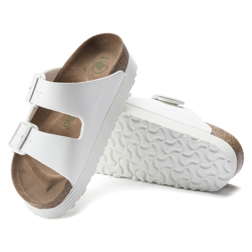 Arizona Grooved Platform Vegan Birko-Flor White - Orleans Shoe Co.