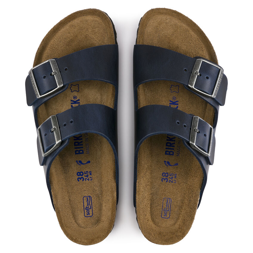 Women's Birkenstock Arizona Blue Soft Footbed Oiled Leather - Orleans Shoe Co.