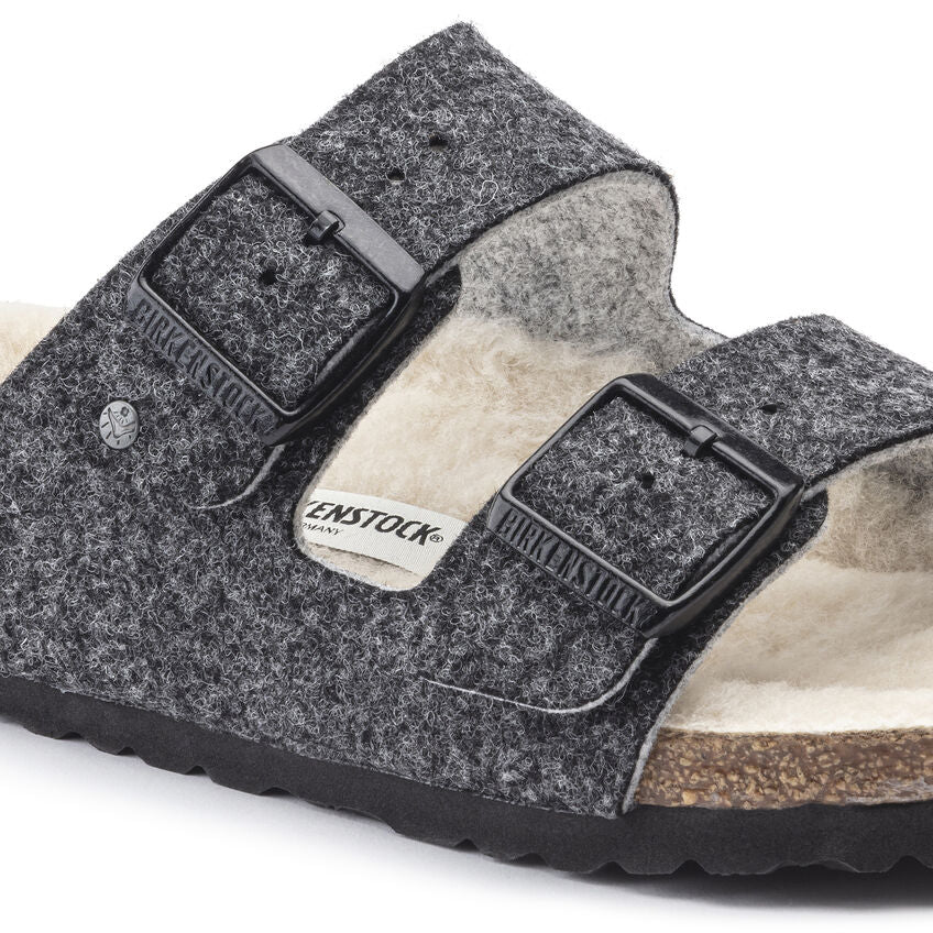 Women's Birkenstock Arizona Rivet Wool Felt Doubleface Grey - Orleans Shoe Co.