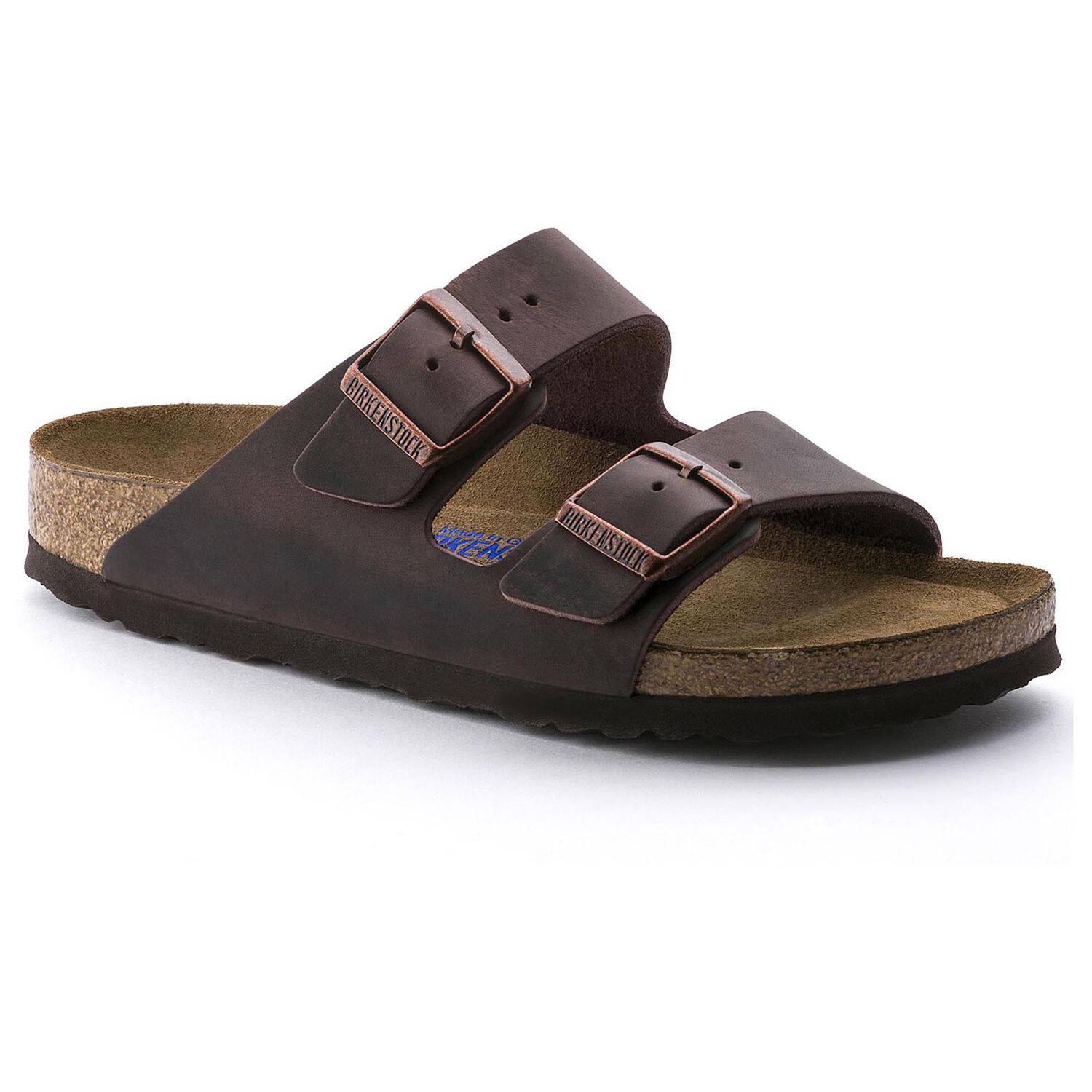 サンダル・ミュール BIRKENSTOCK Arizona bs leather sandals Birkenstock Arizona Habana Oiled Leather Soft Footbed