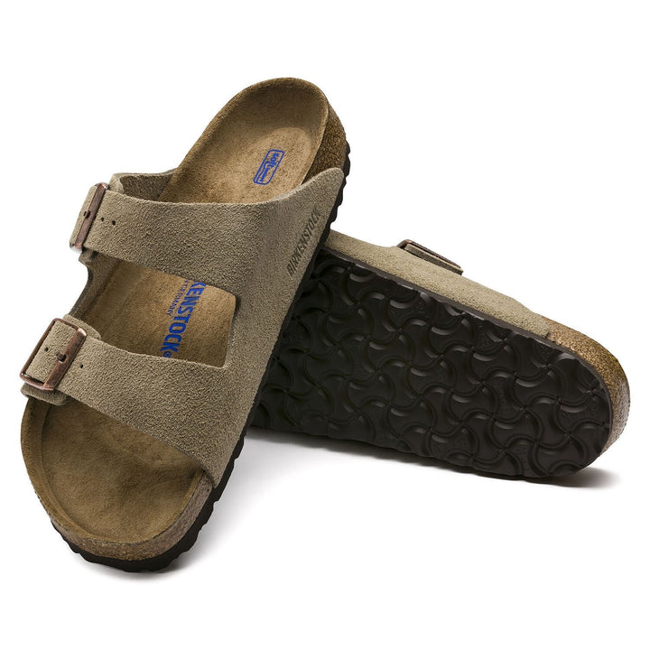 Arizona Taupe Suede Soft Footbed Sandal - Orleans Shoe Co.