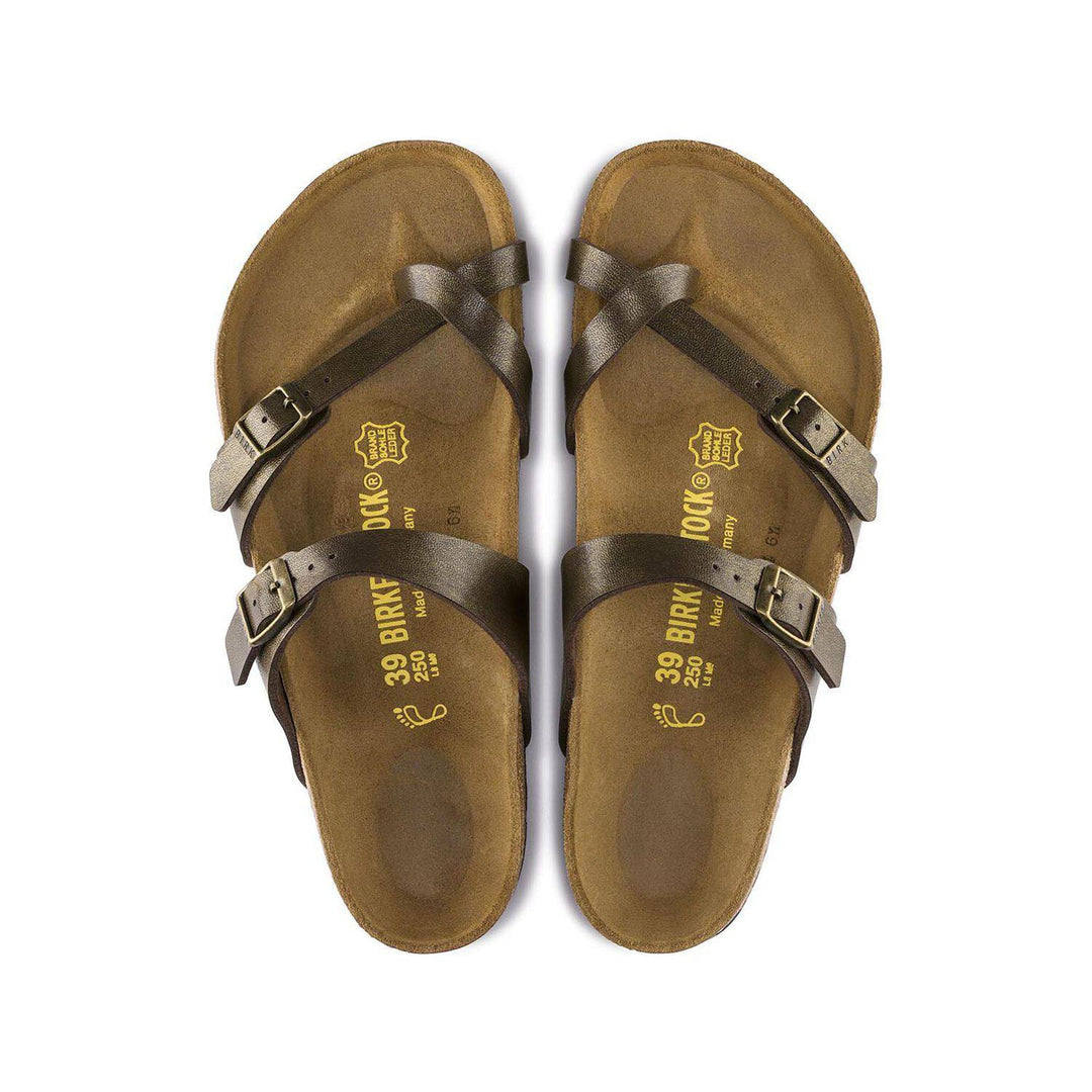 Slægtsforskning Lad os gøre det Hr Birkenstock Women's Mayari Golden Brown Birko-Flor Sandal – Orleans Shoe Co.