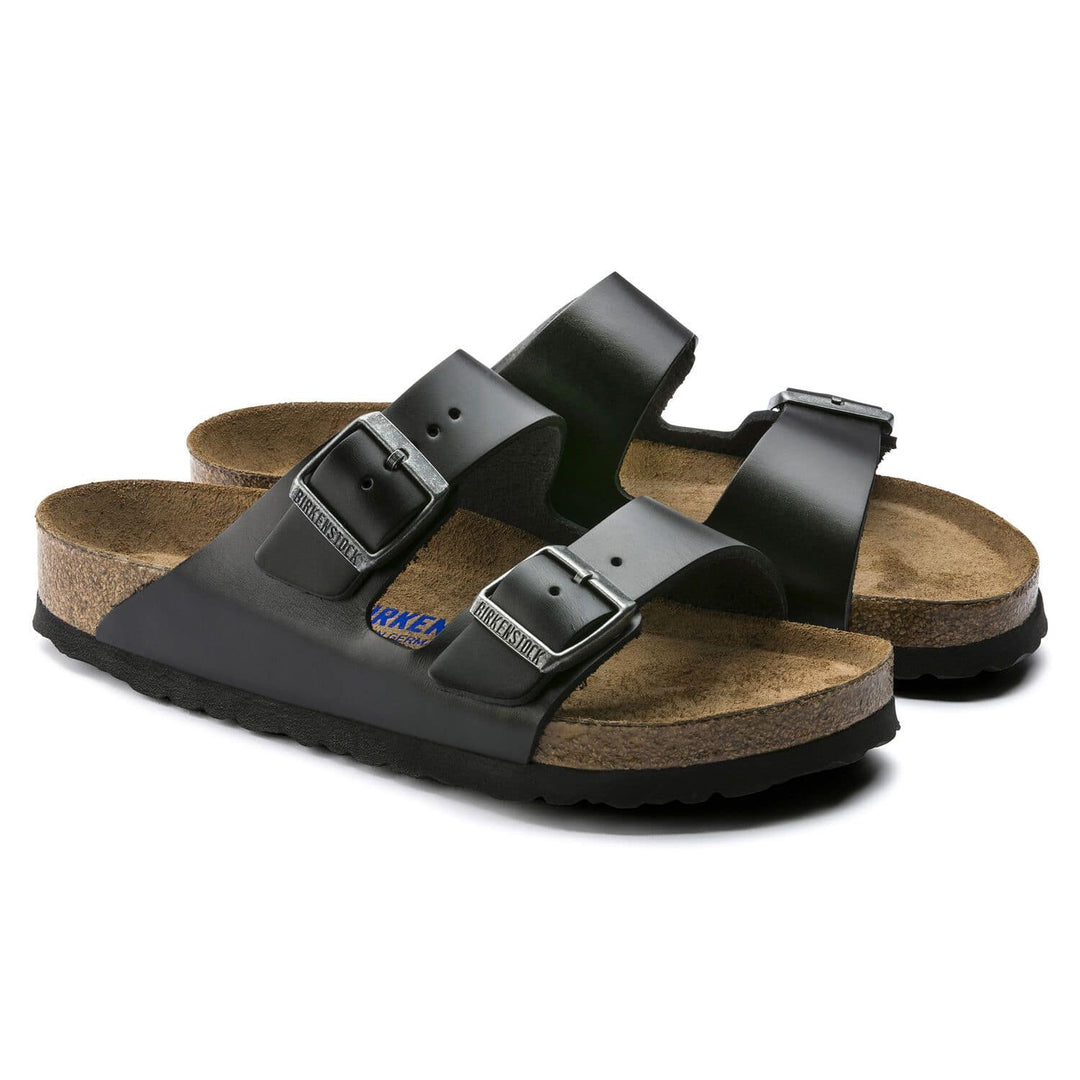 Arizona Black Amalfi Leather Soft Footbed Sandal - Orleans Shoe Co.