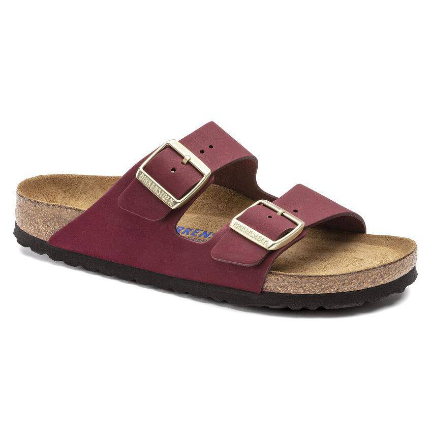 Women's Birkenstock Arizona Maroon Orleans Shoe - Main Image