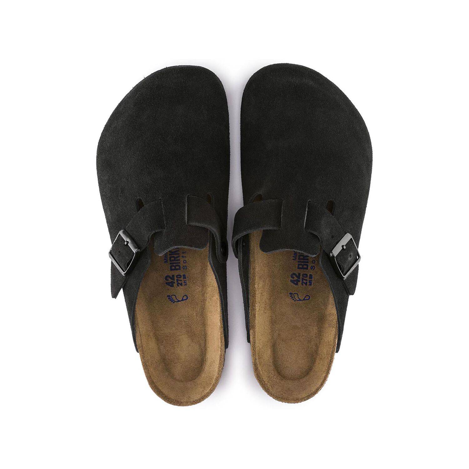 Birkenstock Boston Black Suede Soft Footbed Sandal 0660471/0660473
