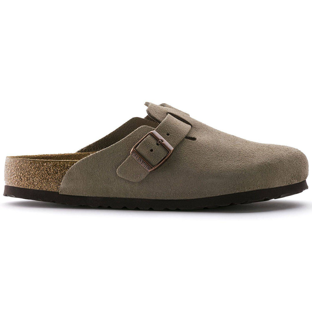 Boston Taupe Suede Soft Footbed Sandal - Orleans Shoe Co.