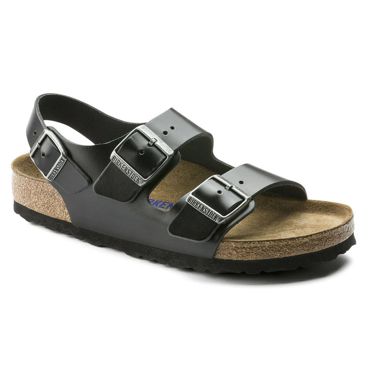 Unisex Milano Black Amalfi Leather Soft Footbed Sandal - Orleans Shoe Co.