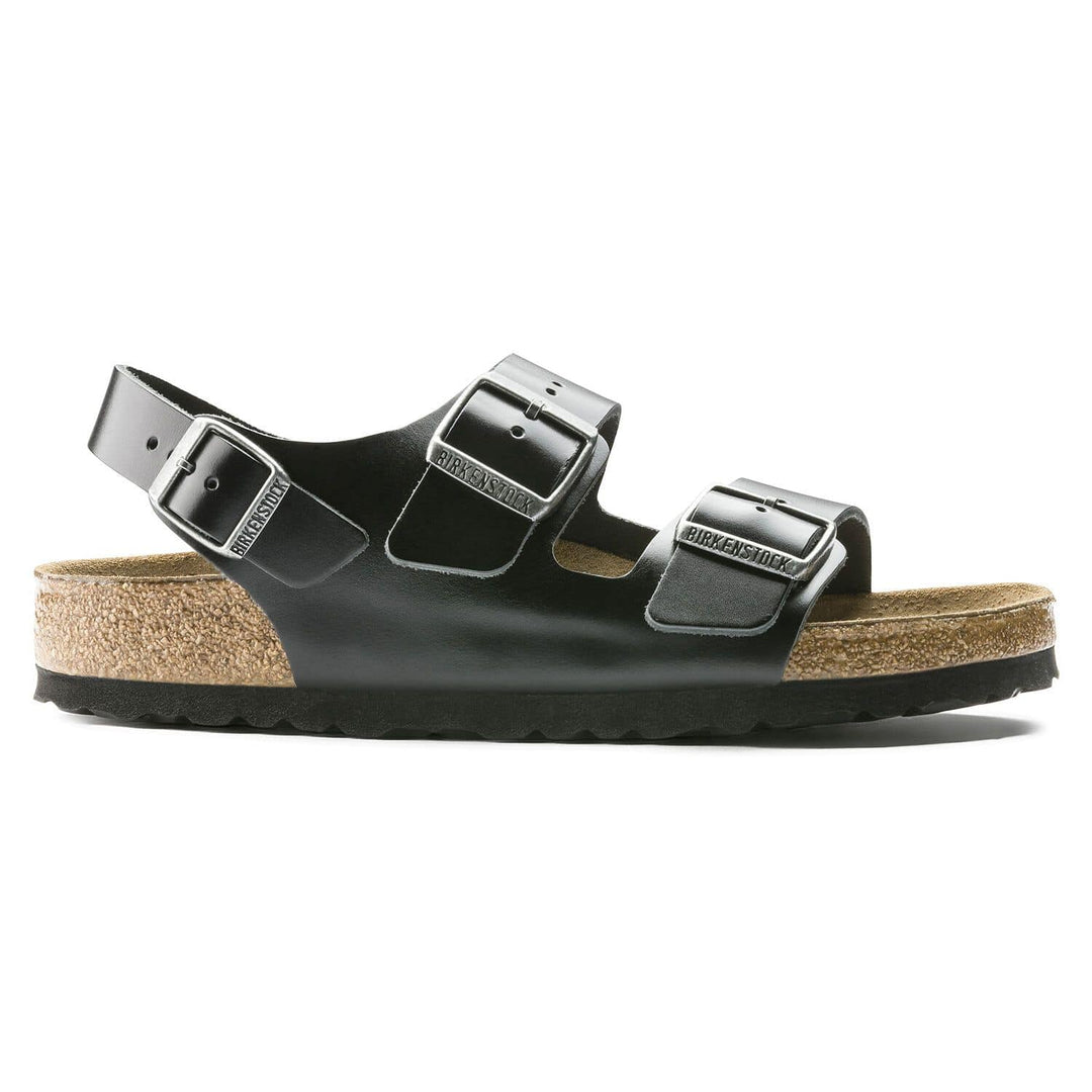 Unisex Milano Black Amalfi Leather Soft Footbed Sandal - Orleans Shoe Co.